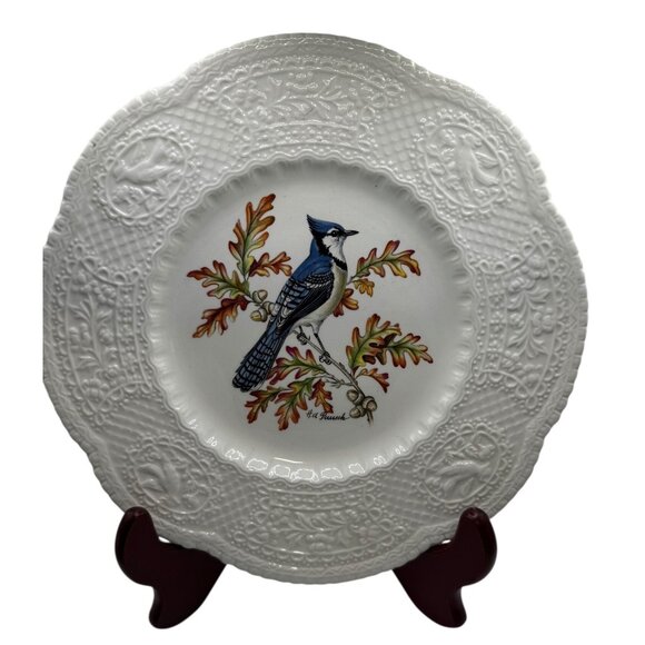 Blue Jay Royal Cauldon Bristol Ironstone Plate By Henry A Pausch 8" Decorative V - Picture 1 of 7
